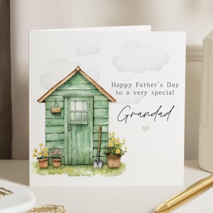 Carte fête des pères pour grand-père, carte grand-père fête des pères, carte spéciale grand-père, carte fête des pères pour lui, carte abri de jardin