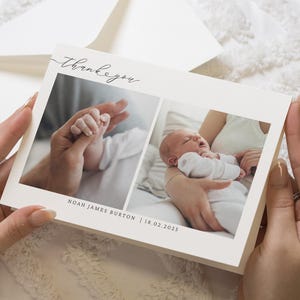 Cartão de anúncio de bebê menina, cartões de agradecimento de bebê menino, cartões de agradecimento de batismo de bebê, agradecimento de recém-nascido, agradecimento de bebê com fotos