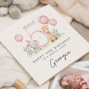 Carte d'anniversaire nièce, carte de 5e anniversaire nièce, carte de 5e anniversaire fille, carte d'anniversaire nièce personnalisée, cadeau d'anniversaire nièce 5e anniversaire