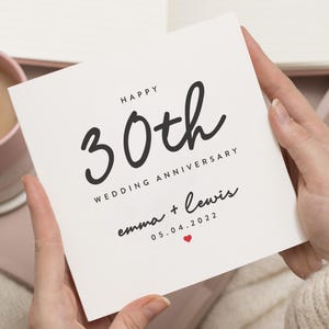 Tarjeta del 30.° aniversario de bodas, tarjeta del 30.° aniversario para el esposo, feliz 30.° aniversario de bodas para pareja, tarjeta de aniversario de perla