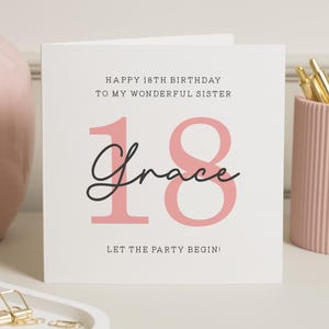 Carte d'anniversaire soeur personnalisée, carte soeur 18e anniversaire, carte soeur 18e anniversaire, cadeau d'anniversaire soeur, soeur spéciale, jolie carte
