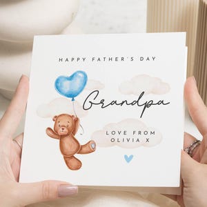 Fathers Day Card for Grandpa, Grandpa Fathers Day Card, Personalised Fathers Day Card, Cute Bear Card, Fathers Day Card from Grandchildren