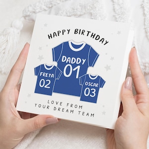 Geburtstagskarte für Papa, personalisierte Fußball-Shirt-Karte, Geburtstagskarte von Kindern, Papa-Geburtstagskarte, Papa-Geburtstagskarte