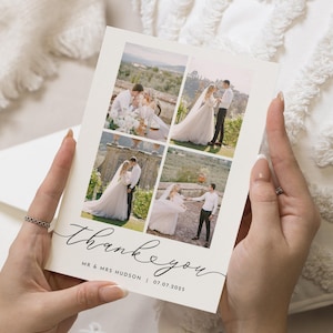 Cartes de remerciement personnalisées pour mariage, Cartes de remerciement avec photo de mariage, Cartes de remerciement pliées, Cartes postales, Cartes de remerciement pour mariage, Simples