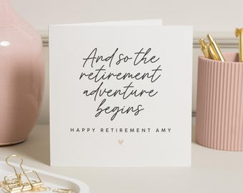 Retirement Card, Personalised Retirement Card, Retirement Card for Her, Retirement Card for Friend, Happy Retirement Card