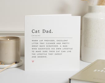 Cat Dad Card, Fathers Day Card for Cat Dad, Birthday Card for Him, Cat Lover Card, Funny Cat Card, Personalised Card for Dad