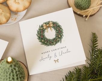 Weihnachtskarte für Tante und Onkel, frohe Weihnachtskarte, personalisierte Weihnachtskarte, Familienweihnachtskarte, Kranzkarte