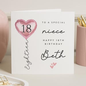 Biglietto di auguri per il 18° compleanno della nipote, biglietto di auguri personalizzato, biglietto speciale per il 18° compleanno della nipote, biglietto di auguri per lei, biglietto di auguri a forma di cuore