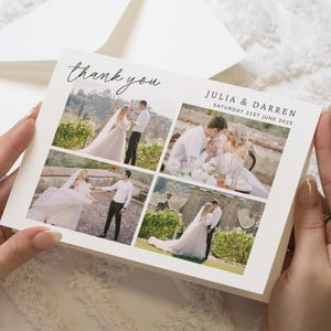 Semplici biglietti di ringraziamento piegati per matrimonio con foto, biglietti di ringraziamento per matrimonio, biglietti di ringraziamento piegati, cartoline di ringraziamento orizzontali