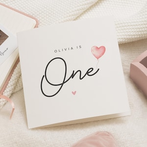 Carte 1er anniversaire fille, première carte d'anniversaire pour fille, carte 1er anniversaire personnalisée, carte 1er anniversaire fille, cadeau 1er anniversaire fille