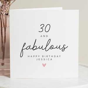 Carte 30e anniversaire pour elle, cadeau 30e anniversaire pour elle, cartes 30e anniversaire personnalisées, carte 30e anniversaire ami, pour fille, soeur