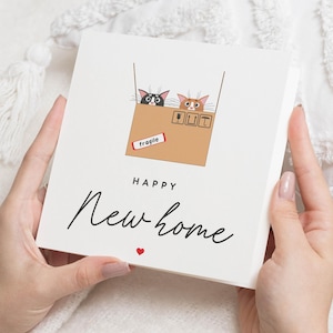 Carte pour nouvelle maison heureuse, Carte pour nouvelle maison chat, Carte personnalisée pour nouvelle maison, Carte pour propriétaire d'une maison pour amis, Cadeau personnalisé pour nouvelle maison pour amis