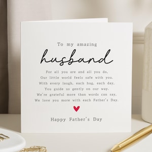 Fathers Day Card for Husband, Husband Fathers Day Card, Fathers Day Card from Wife, To My Amazing Husband Card, Fathers Day Card