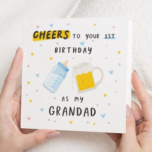 Cartão de 1º aniversário para o avô, Cartão de primeiro aniversário do bebê, Cartão de aniversário para o avô, Cartão de aniversário fofo para ele, Cartão personalizado