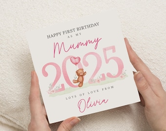 1st Birthday As My Mummy Card, Personalised Birthday Card For Mummy, 1st Birthday As A Mum Card, Mummy Birthday Gift, For Her, From Baby