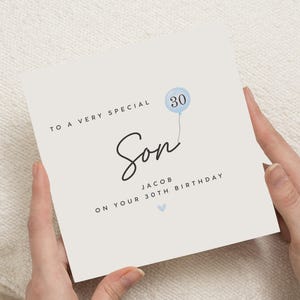 30. Geburtstagskarte für Sohn, personalisierte Sohn Geburtstagskarte, spezielle Geburtstagskarte für Ihn, 30. Geburtstagskarte, Ballonkarte