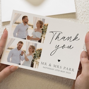 Einfache Dankeskarten Hochzeit mit Fotos, Hochzeitsfoto Danksagungskarten, gefaltete Danksagungskarten, Postkarte Dankeskarten Landschaft