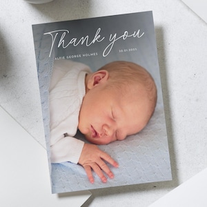 Gepersonaliseerde bedankkaarten voor baby's, bedankkaartjes nieuwe baby, bedankkaarten babyfoto, bedankkaarten babyshower, geboortekaartjes