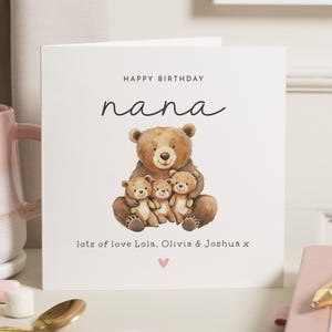 Alles Gute zum Geburtstag Nana, Nana Geburtstagskarte von den Enkelkindern, Bär Geburtstagskarte für Nana, Oma Geburtstagskarte, Kindermädchen Geburtstagsgeschenk für Sie