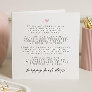 Carte d'anniversaire maman, carte d'anniversaire pour maman, poème maman, poème carte d'anniversaire maman, carte d'anniversaire maman, cadeau d'anniversaire maman pour elle