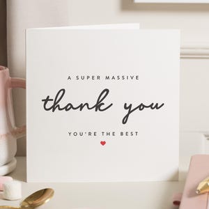 Carte de remerciement personnalisée, carte de remerciement d'un ami, tu es la meilleure carte, carte de remerciement pour maman, carte de remerciement soeur, merci meilleure amie