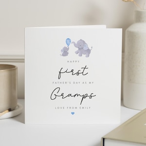 First Fathers Day Card for Gramps, Fathers Day Card from Grandchild, Personalised Fathers Day Card, Elephant Card for Grandad