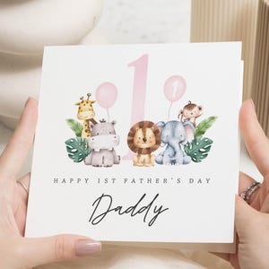 1st Fathers Day Card Daddy, First Fathers Day Card, Safari Animal Card, Fathers Day Card from Baby, Cute Fathers Day Card for Dad
