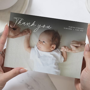 Cartes de remerciement simples pour nouveau-né, Cartes de remerciement personnalisées Nouveau bébé, Cartes de remerciement avec photo de bébé, Cartes de remerciement de carte postale, Notes de remerciement