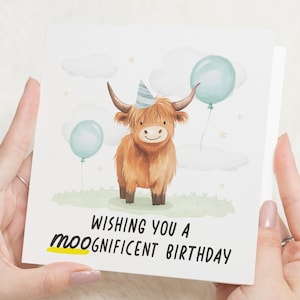 Geburtstagskarte Kuh für Freund, Highland Cow Geburtstagskarte, Geburtstagskarte Highland Kuh, Highland Cow Geburtstagskarte UK, Highland Cow Geschenke