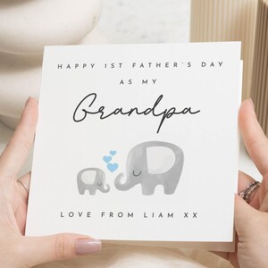 1ère carte de fête des pères pour grand-père, carte de fête des pères de bébé, carte éléphant, carte de fête des pères personnalisée, jolie carte de grand-père