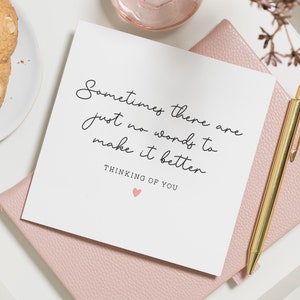 Tarjeta de "Pensando en ti" para un amigo, tarjeta de duelo por un amigo, tarjeta de condolencias, regalo de condolencias para un amigo, mantente fuerte, regalo de "Pensando en ti", sin palabras