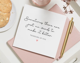 Carte Une pensée pour un ami, Carte de deuil pour un ami, Carte de sympathie, Cadeau de sympathie pour un ami, Reste forte, Cadeau pense à toi, Sans mots