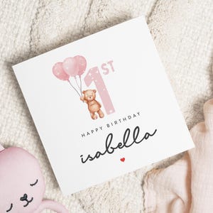 Carte 1er anniversaire fille, première carte d'anniversaire pour fille, carte 1er anniversaire personnalisée, carte 1er anniversaire fille, cadeau 1er anniversaire fille