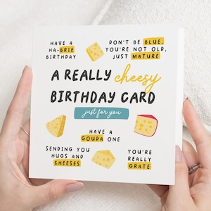 Carte d'anniversaire jeu de mots pour lui, blague drôle pour elle, carte d'anniversaire ami, carte blague frère, carte d'anniversaire idiote, fromage