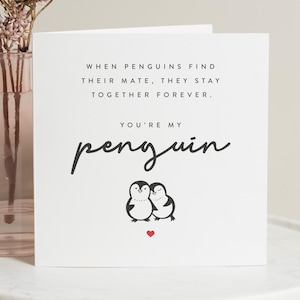 Valentinstag Karte, Mann Valentinstag Karte, Valentinstag Geschenk für ihn, Pinguin Valentinstag Karte, für Mann, Freund Valentinstag Karte