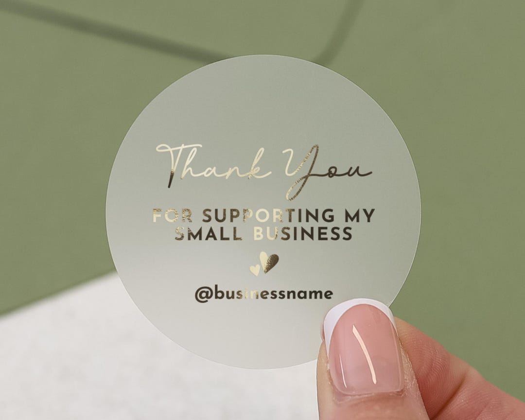 Thank You Sticker, Small Business Packaging Sticker, Gold Foil Thank ...