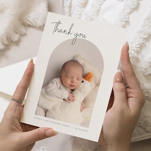 Bearbeitbare neue Babykarten Danke, neues Baby Mädchen Dankeschön Karten Foto, personalisierte Dankeschön Postkarte, neues Baby Mädchen, Dankeschön Karte