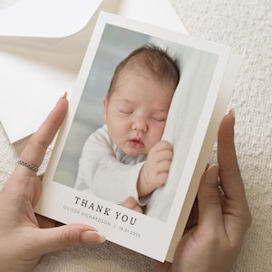Cartes de remerciement avec photo de bébé, jolies cartes de remerciement, cartes de remerciement personnalisées nouveau bébé fille, carte postale carte de remerciement, carte de bébé garçon