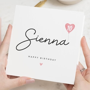 Personalisierte 10. Geburtstagskarte Mädchen, alles Gute zum 10. Geburtstag, Tochter 10. Geburtstagskarte, 10 Jahre altes Geburtstagsgeschenk, Nichte, Enkelin