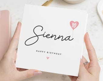 Personalised 10th Birthday Card Girl, Happy 10th Birthday Card, Daughter 10th Birthday Card, 10 Year Old Birthday Gift, Niece, Granddaughter
