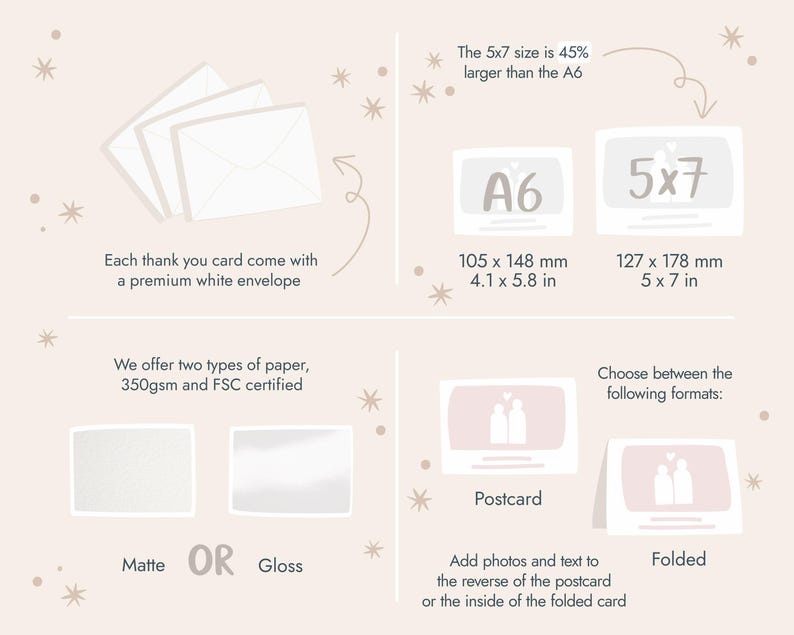 Cartes de remerciement personnalisées pour mariage avec photo, Cartes de remerciement pliées, Cartes de remerciement modernes pour mariage, Cartes de remerciement simples pour mariage image 6