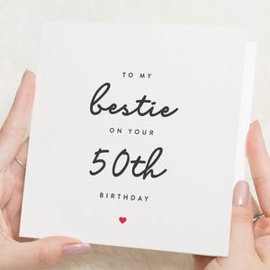 Cadeau 50e anniversaire pour femme, carte 50e anniversaire meilleure amie, cadeau 50e anniversaire pour meilleure amie, carte 50e anniversaire pour elle, amie