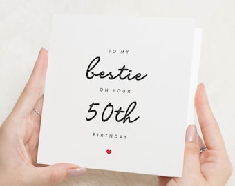 Regalo de 50 cumpleaños para mujer, tarjeta de 50 cumpleaños para mejor amiga, regalo de 50 cumpleaños para mejor amiga, tarjeta de 50 cumpleaños para ella, amiga