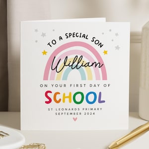 Spezieller Sohn Erster Schultag Geschenk, Viel Glück 1. Schultag Karte, Glücklicher 1. Schultag, Zurück in der Schule Viel Glück, Schulanfang