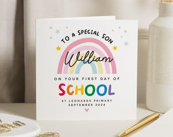 Special Son First Day Of School Gift, Good Luck 1st Day Of School Card, Happy 1st Day Of School, Back To School Good Luck, Starting School