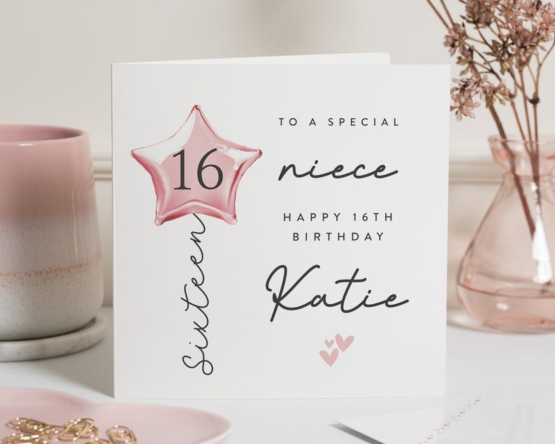 Carte de 16e anniversaire pour nièce, carte de 16e anniversaire fille, doux cadeau de 16e anniversaire, soeur, seizième anniversaire, petite-fille de 16e anniversaire image 1