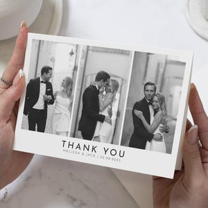 Schwarzweiße Fotohochzeit Dankeskarten, Moderne Dankeskarten, Einfache Danksagungskarten mit Foto, Foto Dankeskarten Hochzeit