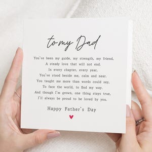 Fathers Day Card for Dad, Fathers Day Poem Card, Card for Him, Personalised Fathers Day Card, Happy Fathers Day Card