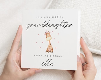 Granddaughter 2nd Birthday Card, 2nd Birthday Card For Granddaughter, Granddaughter 2nd Birthday Gift, Girl Second Birthday, For Little Girl