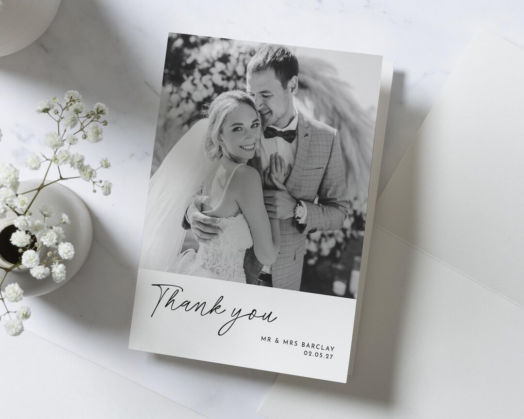 Personalised Wedding Thank You Cards, Photo Wedding Thank You Card ...